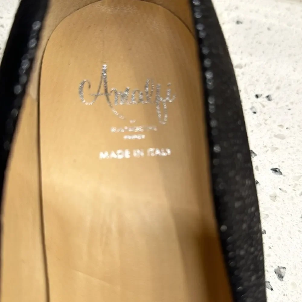 Amalfi by Rangoni Firenzie Black Leather Block Heel Pumps Made in Italy Size 12M